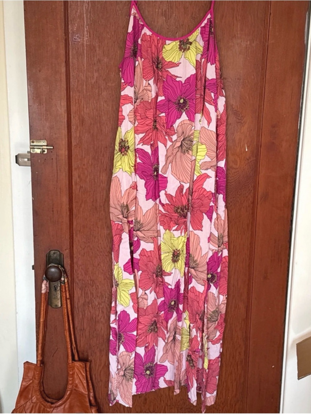 Sleeveless Floral beach dress coverup lightweight summer maxi soft— Pink Multi